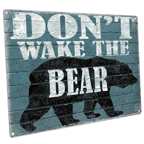 Don’t Wake the Bear 9"x12" Metal Sign, Wall Decor for Mancave, Den, or Gameroom