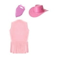 thumbnail image 2 of Aislor Girl Boy 3Pcs Cowgirl Open Waistcoat Matched Felt Drawstring Cowboy Hat Square Scarf Pink 10, 2 of 7