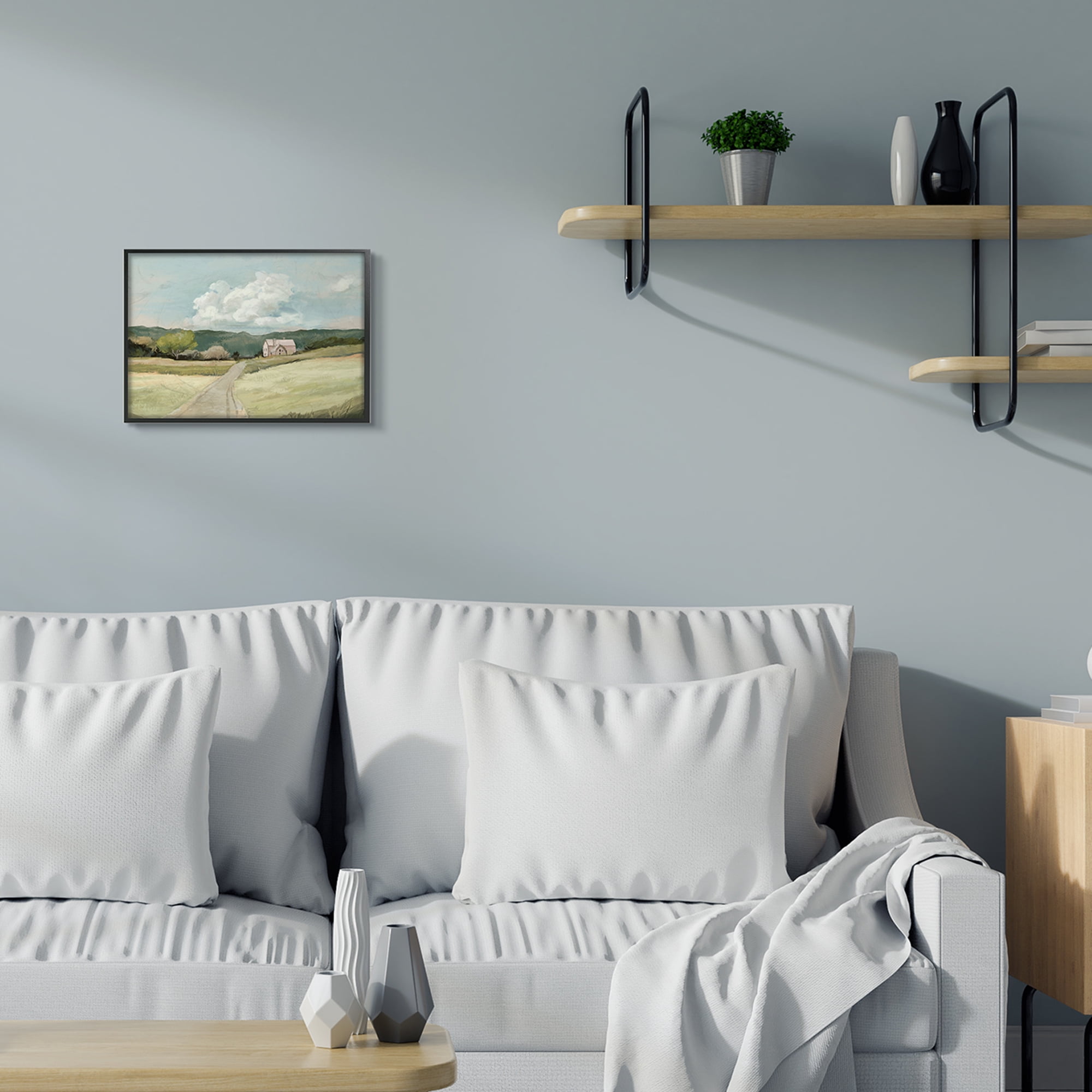Stupell Industries Road Leading Home Countryside Mountain Landscape Black Framed, 11 x 14, Design by Ziwei Li