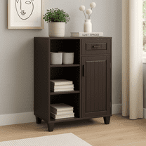 Teamson Home Catalina Wooden Mixed Storage Freestanding Floor Accent Cabinet with Drawer and Adjustable Shelves