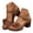 Brown, variant on Block Heel Sandals for Women 2026 Summer Trendy 3d Flower Open Toe Ankle Strap Heeled Dress Sandals