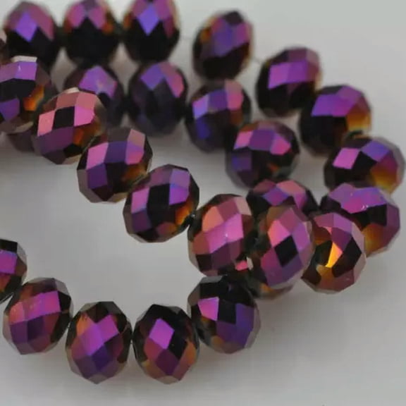 EOEMY 3mm 4mm 6mm 8mm 10mm 12mm Ab Rondelle Faceted Crystal Glass Loose Beads Lot-114) Metal Purple-12X8mm (10Pcs)