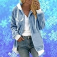 thumbnail image 1 of Vestes pour Femmes Décontractées Mode Automne Chandail à Fermeture Éclair Col en V Manches Longues Blouse à Capuche Chandail en Molleton Veste d'Automne en Liquidation, 1 of 1