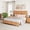 53.94”Natural, variant on Mirightone Farmhouse King Size Bed Frame with Tall Headboard & Footboard and Built-in Charging Station, Wooden King Bed Frame with Wood Panel Bed Base, No Squeak, Rich Brown