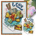 thumbnail image 1 of Kit Punto Cruz FLhrweasw Pastelería Impreso hilo algodón ecológico Bordado 14CT 20x27cm, 1 of 9