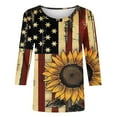 thumbnail image 5 of Red White and Blue Tees Red White and Blue Blouse for Women Womens American Flag T-Shirts Patriotic Tee Shirt Women's Fashion Tees Casual Crewneck 3/4 Sleeve Loose T Shirt Ladies Blouses Shirts, 5 of 5
