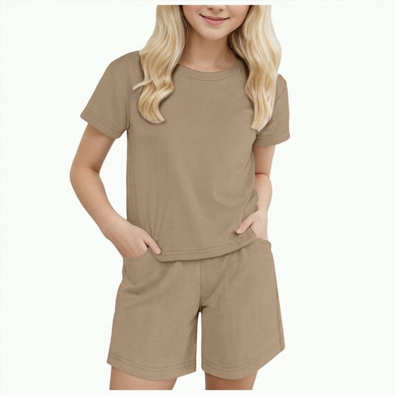 Kids Clothes Boys Toddler Baby Outfits Sets Spring Summer Cotton Solid Printed Sleeveless Casual 0 6 12 18 24 Months 2T 3T T-shirt with Elastic Waist Shorts Outfit Tshirt 2-Piece Set