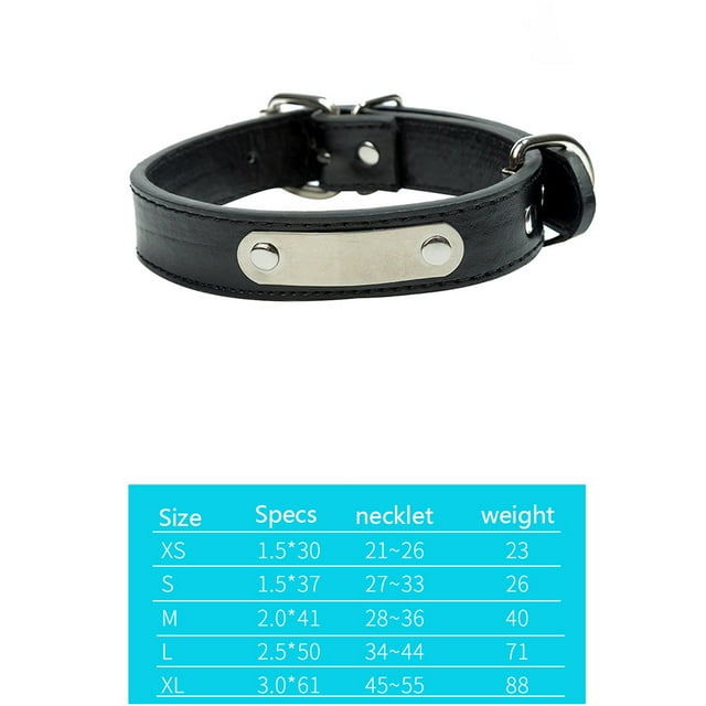 yingyy Collier pour Chiot Réglable Gravé Étiquettes d'Identité en Acier Inoxydable Sangle Réglable pour Nom d'Animal Acier PU Plaque Anti-Perte Sangles