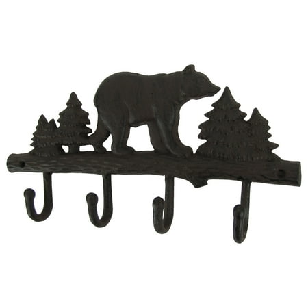 - Metal Wall Mount Black Bear Hook 4 Hooks Key Ring Organizer/Hat Holder/Coat Rack