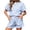 Sky Blue, variant on Stichou Womens Striped Summer 2 Piece Short Sets Short Sleeve T Shirts Drawstring Shorts Casual Outfits Lounge Pajama Sets Black L