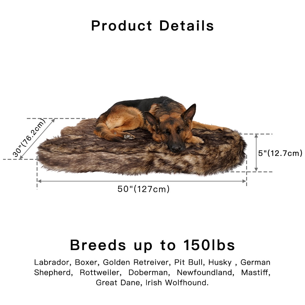 Laifug Large Dog Bed with Faux Fur, Orthopedics Memory Foam, Waterproof Liner & Washable Cover (Black)