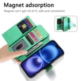 thumbnail image 3 of 2 in 1 Wallet Case for Apple iPhone XR, Detachable Magnetic Back Cover Cards Slots Zipper Pocket Ring Holder Magnetic Closure Protective Drop Proof Case Cover for Women Men,Green, 3 of 11