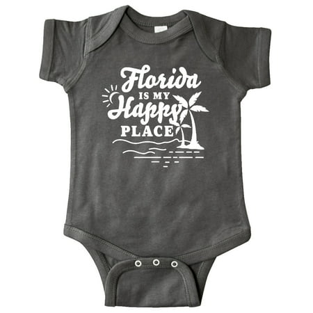 

Inktastic Florida is My Happy Place with Palm Trees Gift Baby Boy or Baby Girl Bodysuit