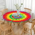 thumbnail image 3 of Rainbow Tie Dye Spiral Round Fitted Tablecloth with Elastic Edge,Dining Table Cover Waterproof,Outdoor Round Tablecloth for Camping,Dining,Indoor and Outdoor, 3 of 7