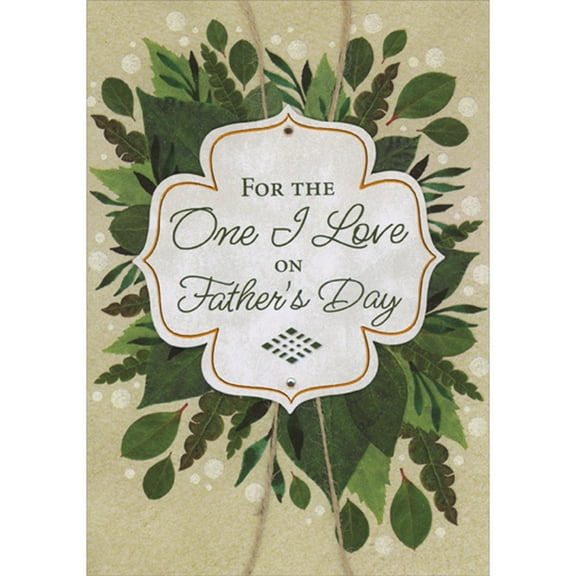 Designer Greetings For the One I Love 3D Flower Shaped Banner, Brown String, Gems Over Green Leaves Hand Decorated Father's Day Card for Husband : Boyfriend