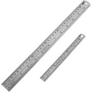 Stainless Steel Ruler Set Steel Ruler 12 Inch (30 cm) and Metal Rule 6 Inch (15 cm) Both Side Have Centimeters and inch