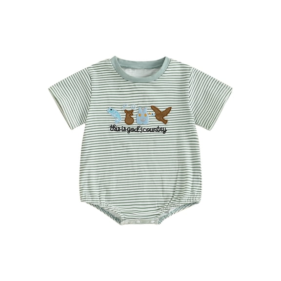 Rovasas Baby Boys Rompers Letter Animals Embroidery Stripe Bodysuits Jumpsuits