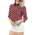 thumbnail image 1 of INSPIRE CHIC Chemisier pour Femme à Col Peter Pan Contrastant, Manches 3/4, 1 of 6