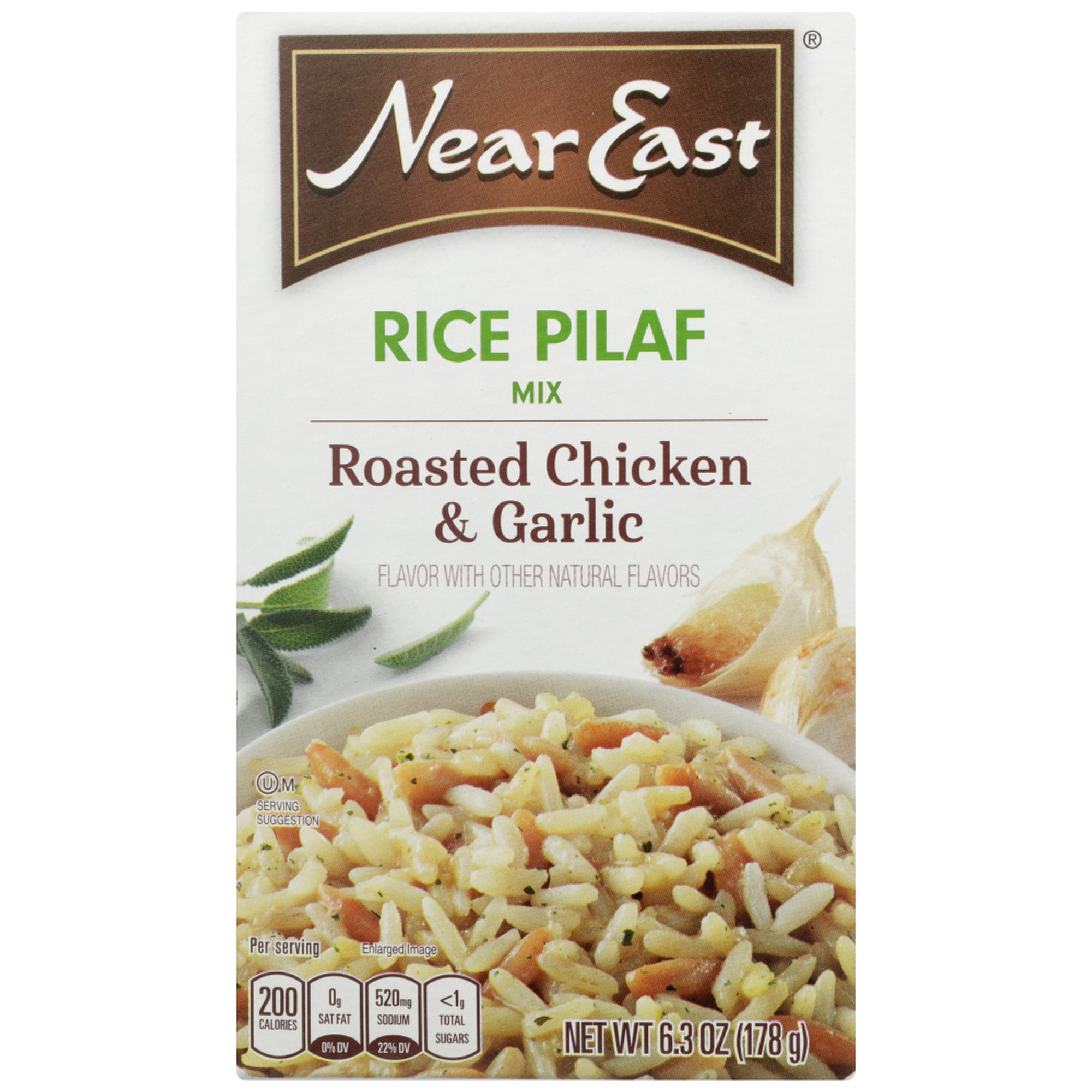 Near East Rice Pilaf Mix, Roasted Chicken & Garlic, 6.3 oz Box