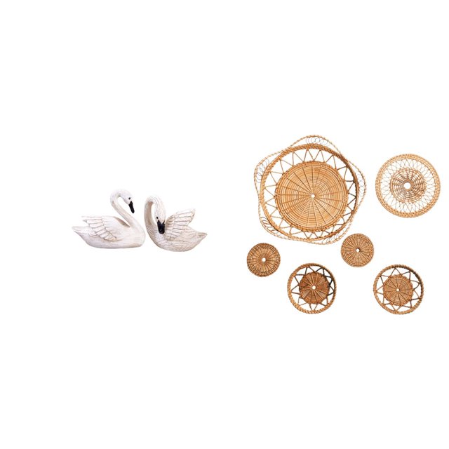 Figuras decorativas de cisne de resina, ideales para colgar en la pared. Elaboradas artesanalmente con ratán tejido. Adornos artísticos realistas, per