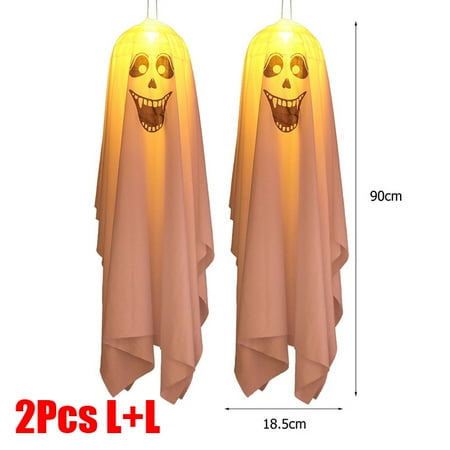 

2Pcs LED Halloween Hanging Ghost Lamps Chandelier Pumpkin Girl Night Light Atmosphere Lights Horror Ghost For Party Halloween Decor