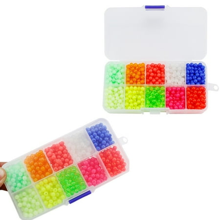 1000Pcs Fishing Beads Assortment Set Soft Plastic Oval Round Fishing Bait Eggs