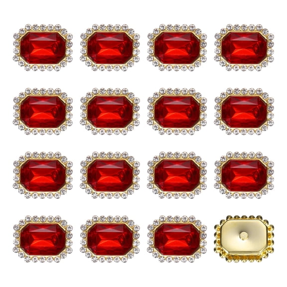 20pcs Rhinestone Embellishments Sew on Rhinestones Button Flat Back Rhinestone Buttons Gems for DIY Crafts Jewelry Making Clothes Shoes Decorations Accessories, Gold/Dark Red