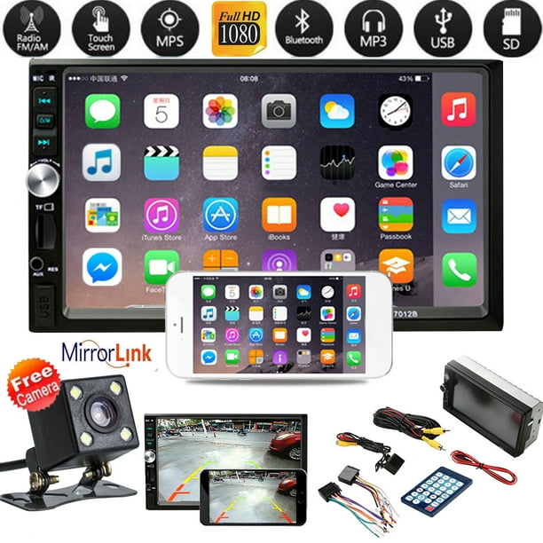 Vehicle 7 Car Stereo Bluetooth Double 2 Din MP5 Player FM Car Radio Receiver HD Touch Screen with Reverse Camera and Mirror Link Function - Walmart.com