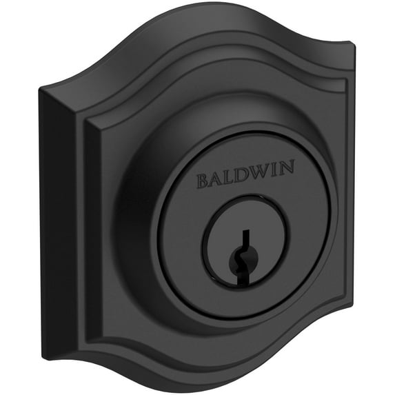 Baldwin Reserve SCTAD190 Single Cylinder Traditional Arch Deadbolt with 6AL Latch and Dual Strike Satin Black Finish
