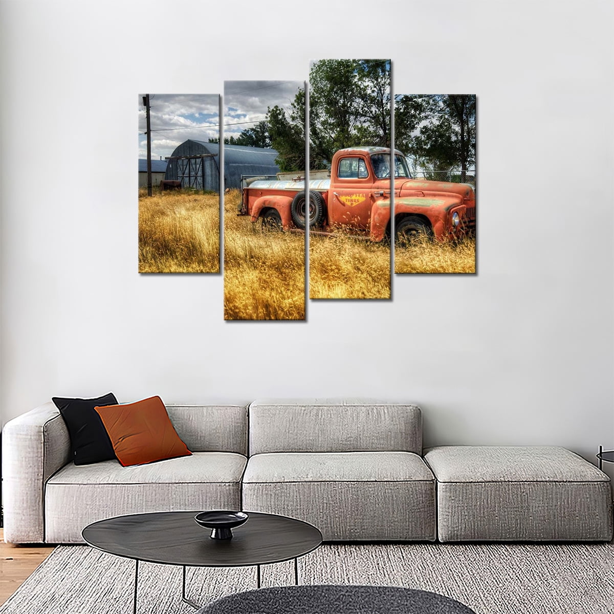4 Panel Old Truck Wall Art Painting Car Picture Print On Canvas For ...