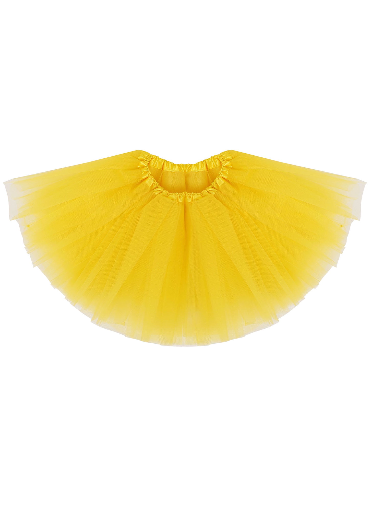 Simplicity Girls' Tutu Ballet Skirts 4 Layer Tulle Dance Dress, Yellow, 28 Years