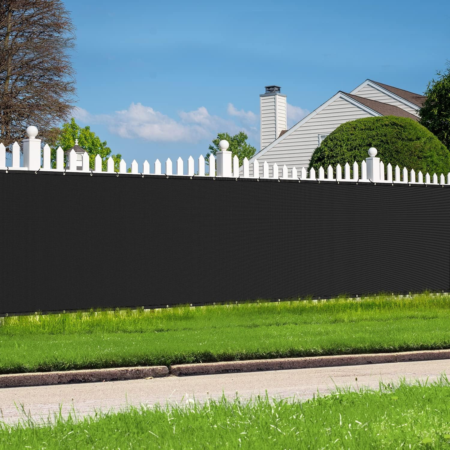 4X50ft Privacy Fence Screen, 90% Privacy Shade Cover, Garden Fence Mesh with Straps & Brass Grommets-Black
