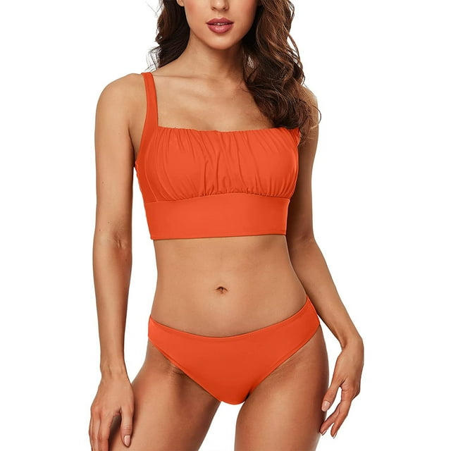 Charmo Push Up Bikini Swimsuits for Women Cropped Bikini Top Two Pieces Bathing Suits