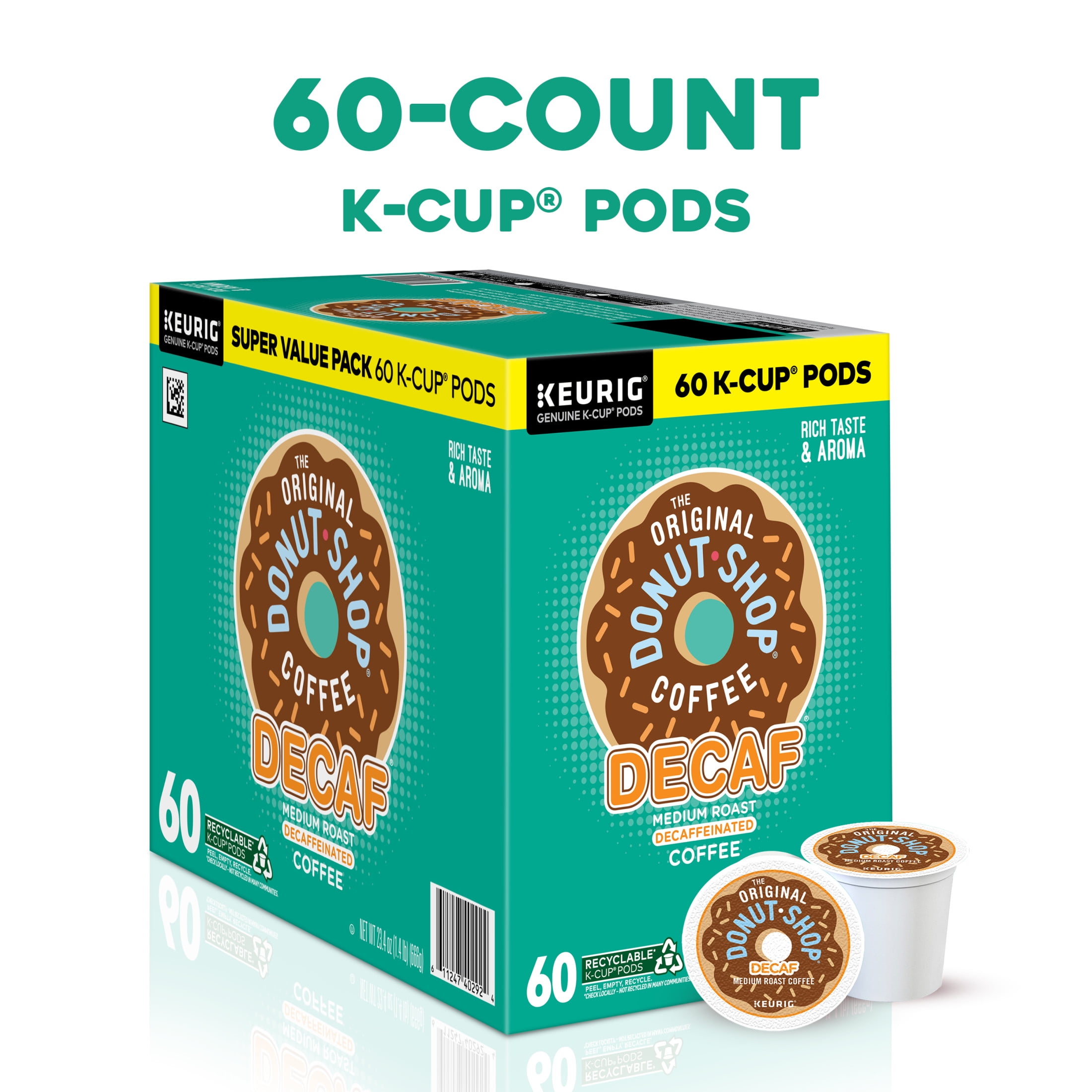 The Original Donut Shop, Decaf Medium Roast K-Cup Coffee Pods, 60 Count