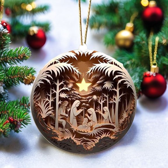 ESULOMP Nativity Christmas Ornament, Christmas Gifts Pendants Christmas Tree Decorations for Home, Office and Cars Decor, Christmas Acrylic Pendant Hanging Sign, Christmas Decorations on Clearance