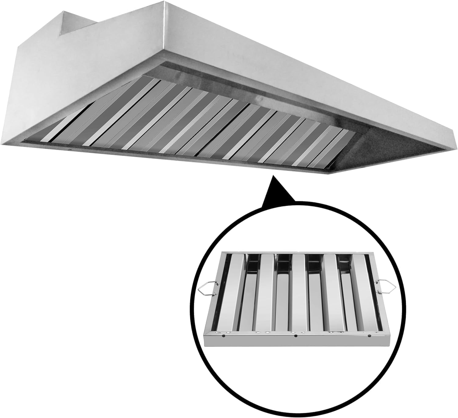 TrueCraftware-Stainless Steel 20" W x 20" H Commercial Kitchen Hood Filter- Restaurant Hood Filters Range Hood Filter Range Hood Baffle Grease Filter Kitchen Exhaust Hoods