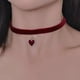 thumbnail image 3 of Collar gargantilla de terciopelo rojo vino con cadena de clavícula para mujer, 3 of 6