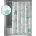 thumbnail image 4 of Teal Coastal Bathroom Curtain 72 Inch Shower Curtain with Hooks, Nautical Summer Beach Coral Sea Turtle Waterproof Polyester Bath Curtain Washable Bathtub Curtain 66''x 72'', 4 of 6