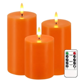 Crystals Set Of 3 LED Flameless Pillar Candles - Flickering, Battery Operated With Remote