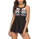 thumbnail image 5 of Trajes de baño Tankini para mujer, traje de baño inalámbrico con cuello halter estampado de dos piezas, control de barriga, 5 of 8