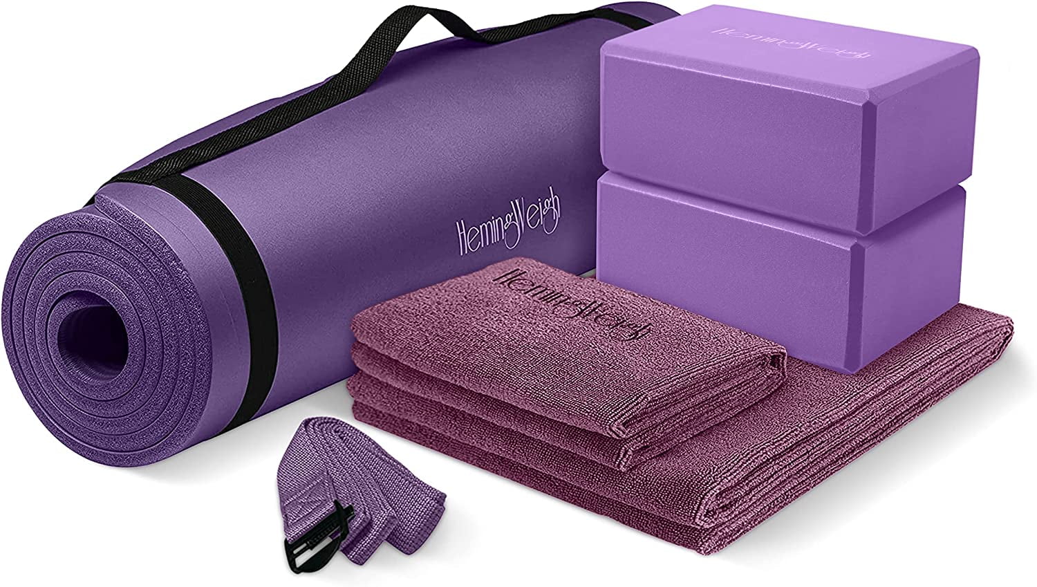 HemingWeigh Yoga Mat Set, 0.5 inch Thick, Non Slip, Beginner