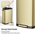 thumbnail image 4 of 13 Gallon Trash Can with Lid, 50L Fingerprint Proof Stainless Steel Kitchen Trash Can with Removable Inner Bucket and Lid Soft Close, Pedal Rubbish Bin for Home Office, Gold, 4 of 7