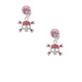 thumbnail image 2 of Delight Jewelry Silvertone Skull and Crossbones with Red Crystals Pink Crystal Clip on Earrings, 2 of 5