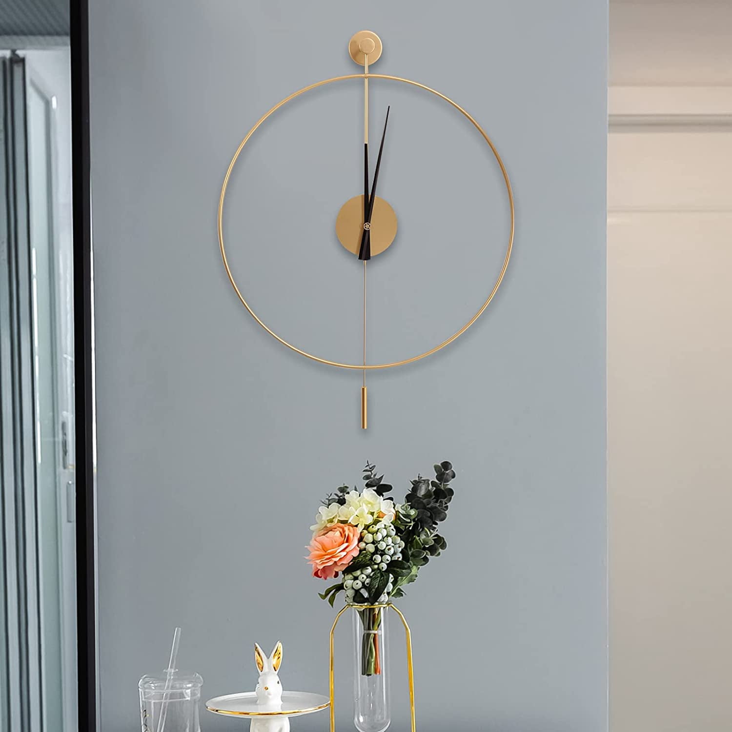Miumaeov 20" Modern Silent Wall Clock Accurate Timekeeping Hollow Design Art Decor Office