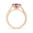 thumbnail image 2 of ANGARA Natural Tapered Shank 1.7 ct Amethyst Solitaire Ring with Diamonds in 14K Rose Gold for Women (Size-8mm) | February Birthstone, Anniversary, Jewelry Gift for Women | Natural Amethyst Ring, 2 of 8