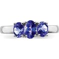 thumbnail image 5 of Sterling Silver Rhodium 3-Stone Tanzanite Ring (Size 8) Made In India qr6369tz-8, 5 of 5