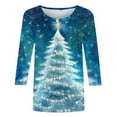 thumbnail image 2 of Moxiu Women's Plus Size Christmas T-Shirts Merry Christmas Shirt 3/4 Length Sleeve Womens Blouse Holiday Santa Claus Xmas Tree Graphic Printed Tshirts Tops 2024 Multicolor,XXL, 2 of 4