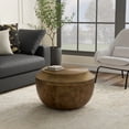 thumbnail image 6 of Simpli Home Timmons 21 inch Wide Round Contemporary Cast Aluminum Coffee Table in Antique Brass, Fully Assembled, 6 of 8