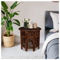 thumbnail image 6 of Round Wood Coffee Table - 18” Carved Small Accent Side Table with Burnt Finish, Wooden Altar Table, 18” Round Top x 18” Height, Perfect End Table for Living Room Décor, 6 of 6