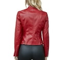 thumbnail image 4 of ASFGIMUJ Women's Jacket Casual Coat Zip Up Outerwear Windbreaker Black Jacket Scrub Leather Jackets For Women Jacket Women's Leather & Leather Jackets & Coats Red M, 4 of 9